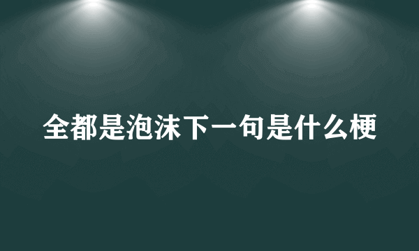 全都是泡沫下一句是什么梗