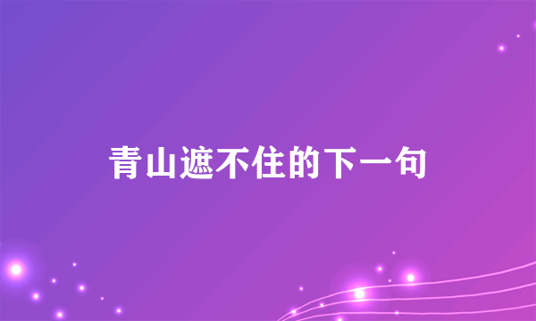 青山遮不住的下一句