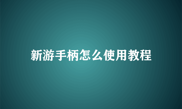 新游手柄怎么使用教程