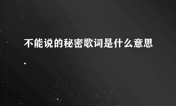 不能说的秘密歌词是什么意思.