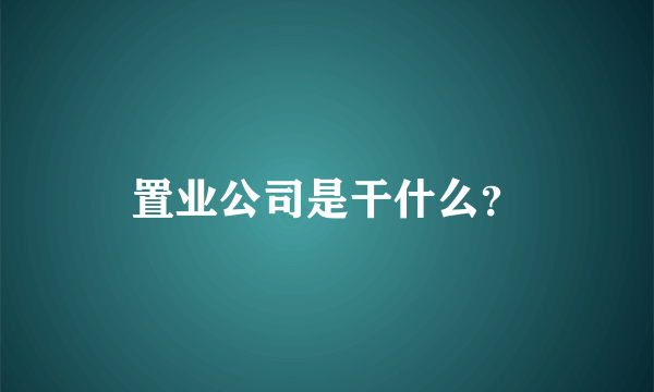 置业公司是干什么？