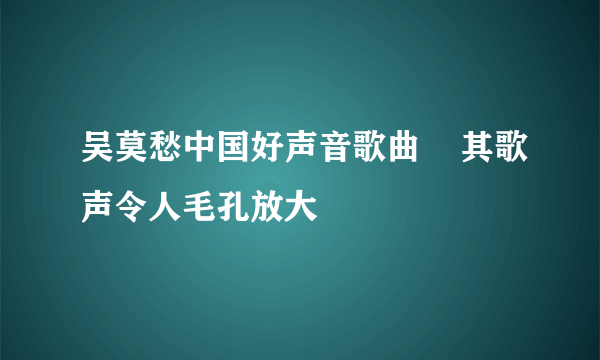 吴莫愁中国好声音歌曲    其歌声令人毛孔放大