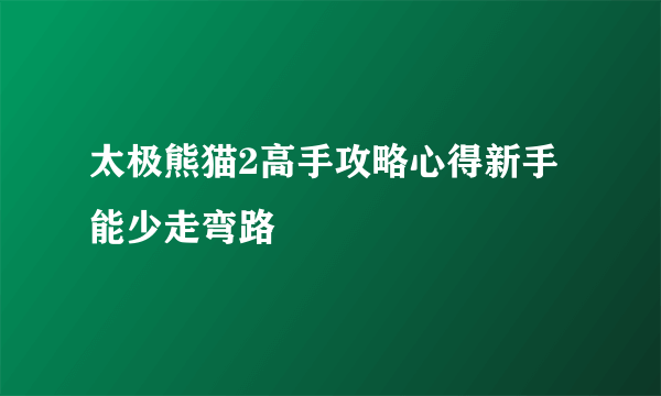 太极熊猫2高手攻略心得新手能少走弯路