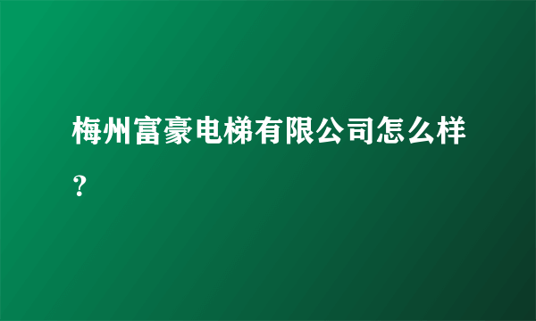 梅州富豪电梯有限公司怎么样？