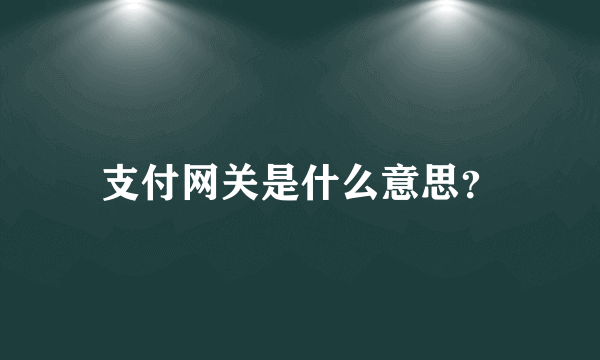 支付网关是什么意思？