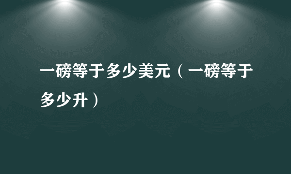 一磅等于多少美元（一磅等于多少升）