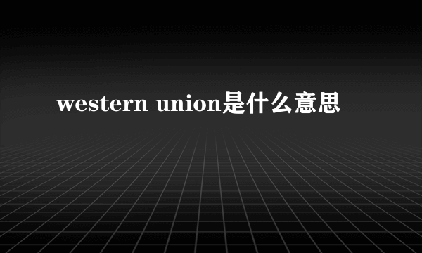 western union是什么意思