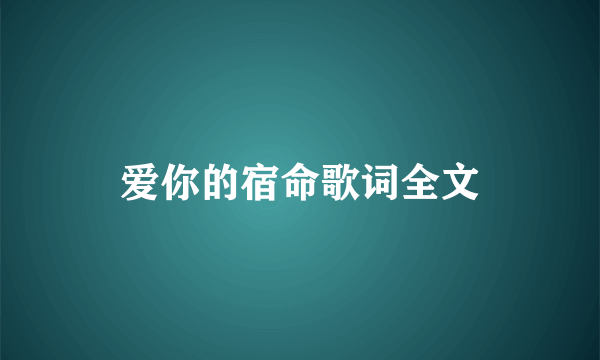 爱你的宿命歌词全文