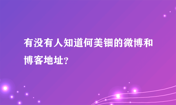 有没有人知道何美钿的微博和博客地址？