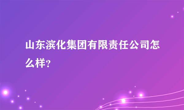 山东滨化集团有限责任公司怎么样？