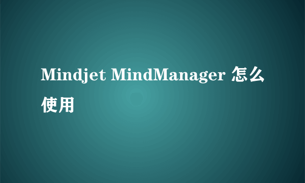 Mindjet MindManager 怎么使用