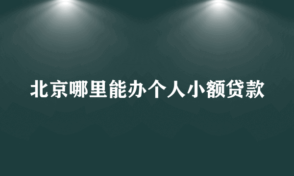 北京哪里能办个人小额贷款