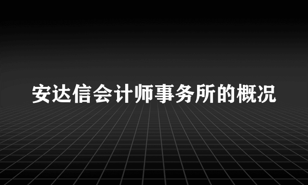 安达信会计师事务所的概况