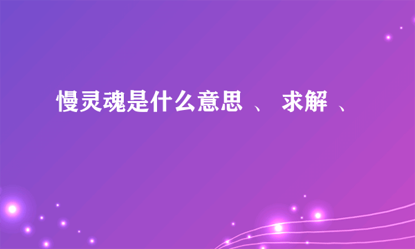 慢灵魂是什么意思 、 求解 、