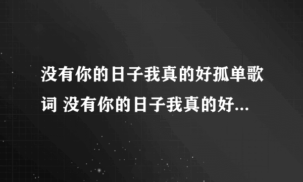 没有你的日子我真的好孤单歌词 没有你的日子我真的好孤单歌介绍