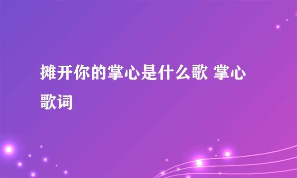 摊开你的掌心是什么歌 掌心歌词