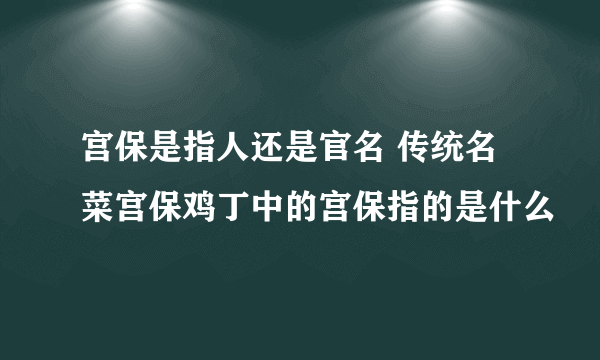 宫保是指人还是官名 传统名菜宫保鸡丁中的宫保指的是什么