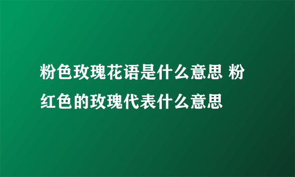 粉色玫瑰花语是什么意思 粉红色的玫瑰代表什么意思