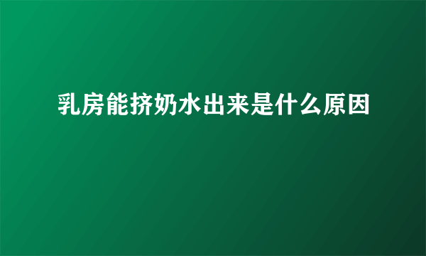 乳房能挤奶水出来是什么原因