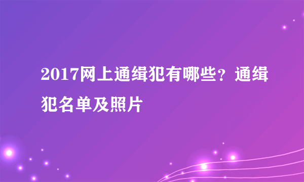 2017网上通缉犯有哪些？通缉犯名单及照片