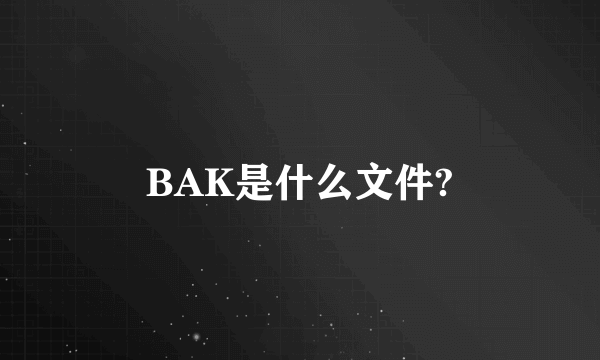 BAK是什么文件?