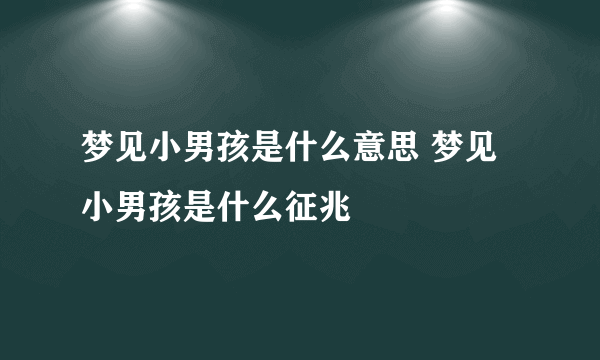 梦见小男孩是什么意思 梦见小男孩是什么征兆