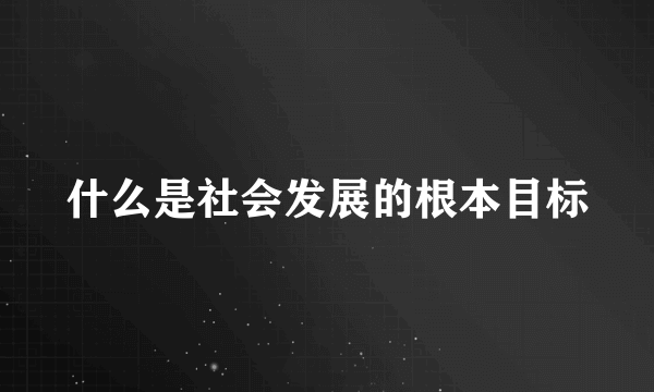 什么是社会发展的根本目标