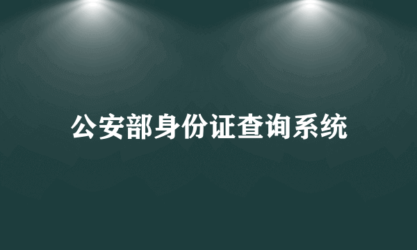 公安部身份证查询系统