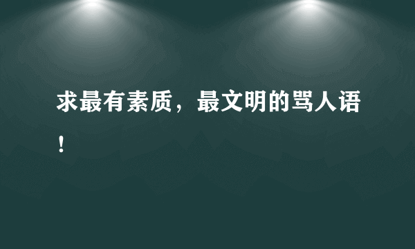 求最有素质，最文明的骂人语！