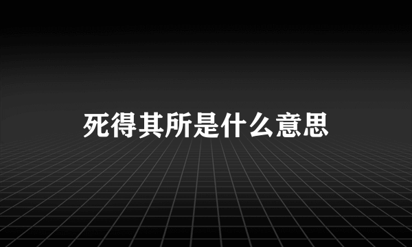 死得其所是什么意思