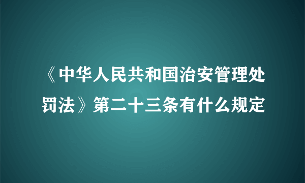 《中华人民共和国治安管理处罚法》第二十三条有什么规定