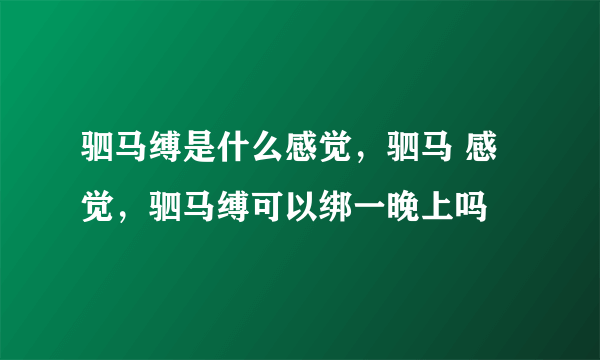 驷马缚是什么感觉，驷马 感觉，驷马缚可以绑一晚上吗