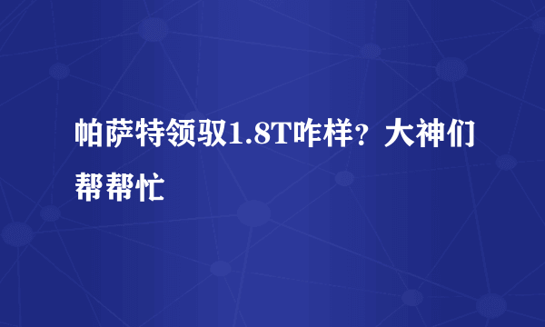 帕萨特领驭1.8T咋样？大神们帮帮忙