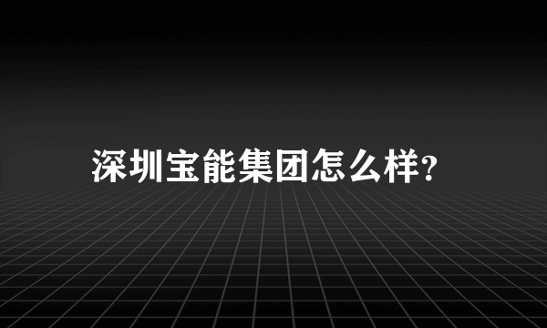 深圳宝能集团怎么样？