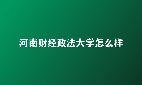 河南财经政法大学怎么样