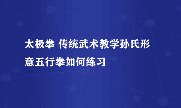 太极拳 传统武术教学孙氏形意五行拳如何练习