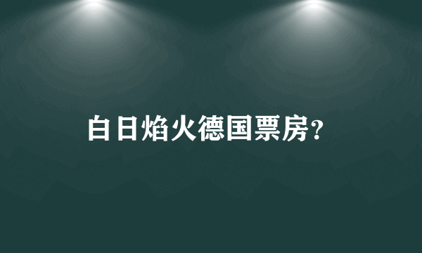 白日焰火德国票房？