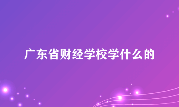 广东省财经学校学什么的