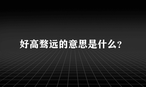 好高骛远的意思是什么？