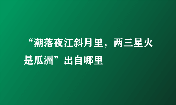 “潮落夜江斜月里，两三星火是瓜洲”出自哪里