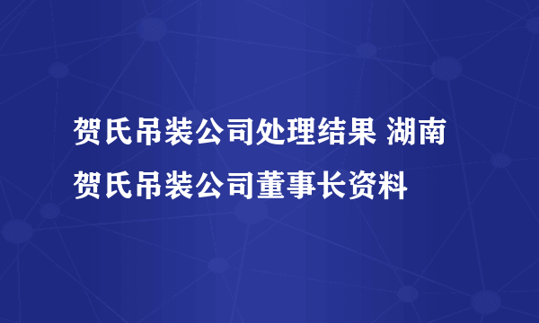 贺氏吊装公司处理结果 湖南贺氏吊装公司董事长资料