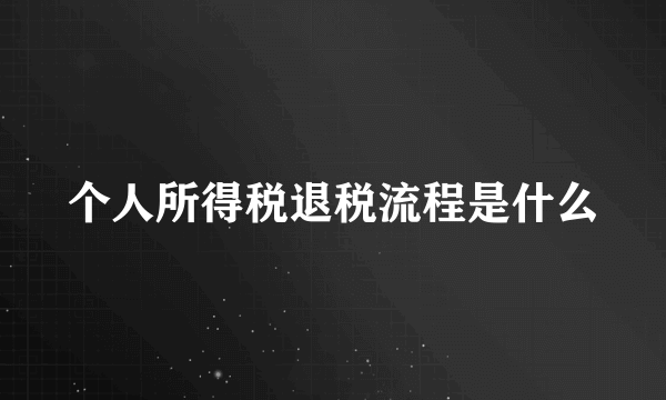 个人所得税退税流程是什么