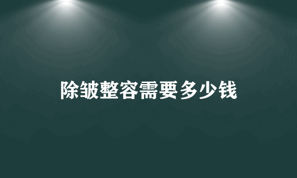 除皱整容需要多少钱