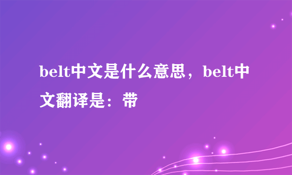 belt中文是什么意思，belt中文翻译是：带