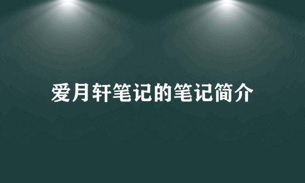 爱月轩笔记的笔记简介