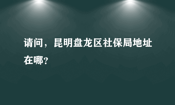 请问，昆明盘龙区社保局地址在哪？