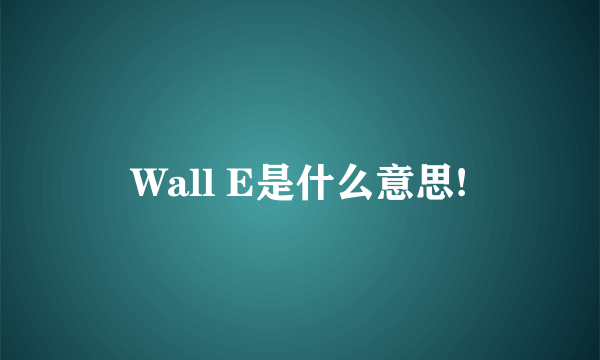 Wall E是什么意思!