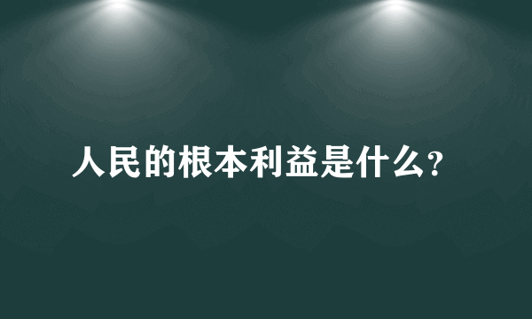 人民的根本利益是什么？