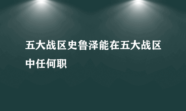 五大战区史鲁泽能在五大战区中任何职