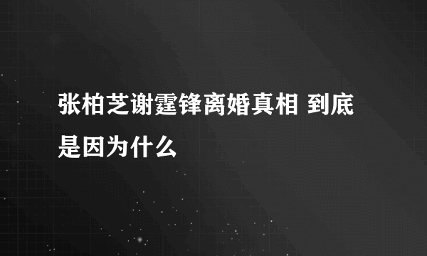 张柏芝谢霆锋离婚真相 到底是因为什么